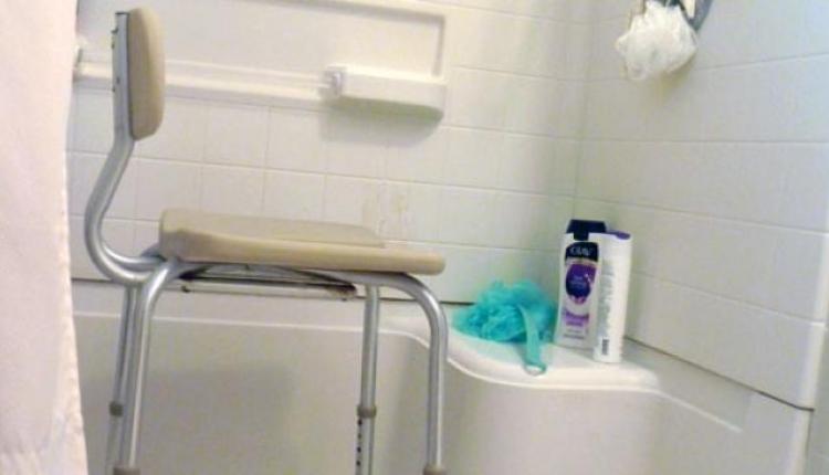 A shower chair in the bathroom